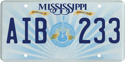 MS license plate AIB233