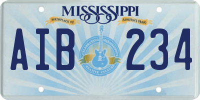 MS license plate AIB234