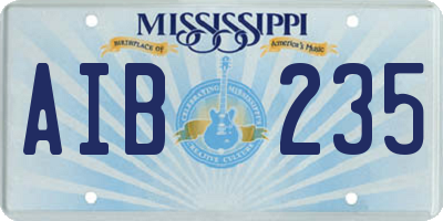 MS license plate AIB235