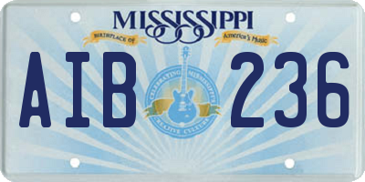 MS license plate AIB236
