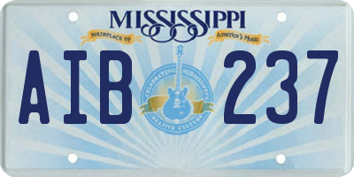 MS license plate AIB237