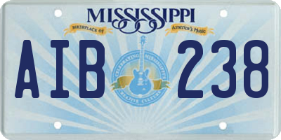 MS license plate AIB238