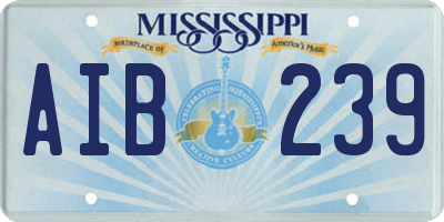 MS license plate AIB239