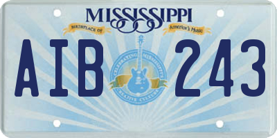 MS license plate AIB243