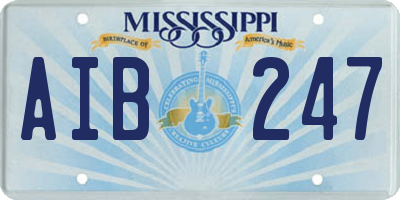 MS license plate AIB247