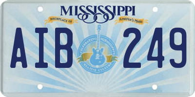 MS license plate AIB249