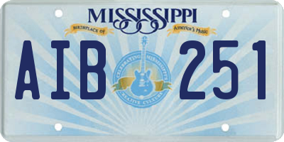 MS license plate AIB251