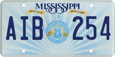 MS license plate AIB254