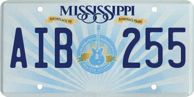 MS license plate AIB255