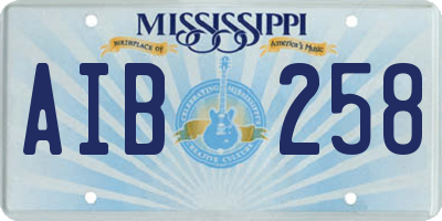 MS license plate AIB258