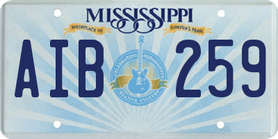 MS license plate AIB259