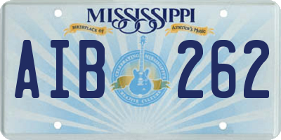 MS license plate AIB262