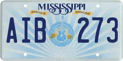 MS license plate AIB273
