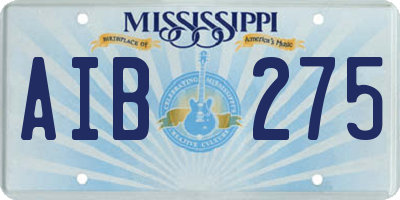 MS license plate AIB275