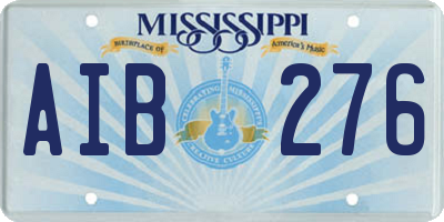 MS license plate AIB276