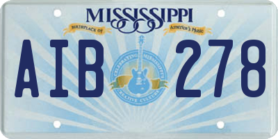 MS license plate AIB278