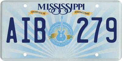 MS license plate AIB279
