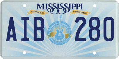 MS license plate AIB280