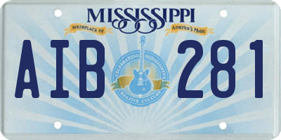 MS license plate AIB281