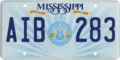 MS license plate AIB283