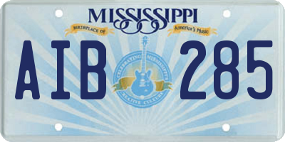 MS license plate AIB285