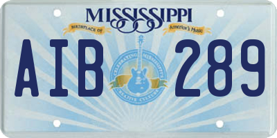 MS license plate AIB289