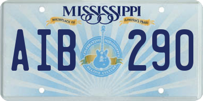 MS license plate AIB290
