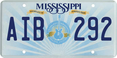 MS license plate AIB292