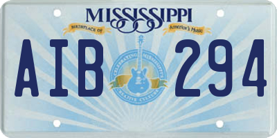 MS license plate AIB294