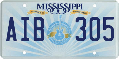 MS license plate AIB305