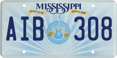 MS license plate AIB308