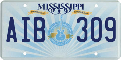 MS license plate AIB309