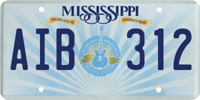 MS license plate AIB312