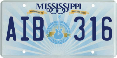 MS license plate AIB316