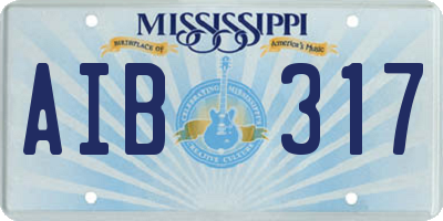 MS license plate AIB317