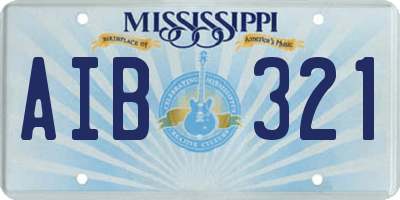 MS license plate AIB321