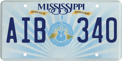 MS license plate AIB340