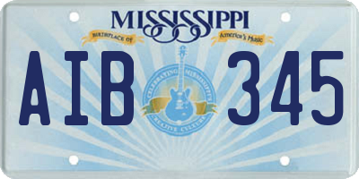 MS license plate AIB345