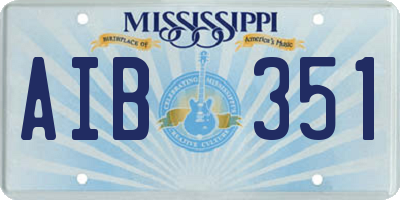 MS license plate AIB351