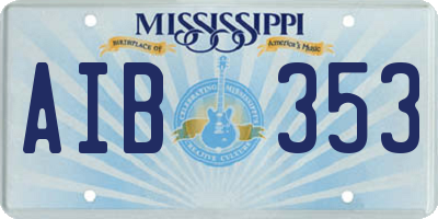 MS license plate AIB353