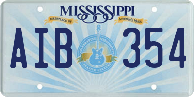 MS license plate AIB354