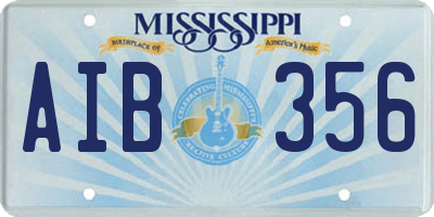 MS license plate AIB356