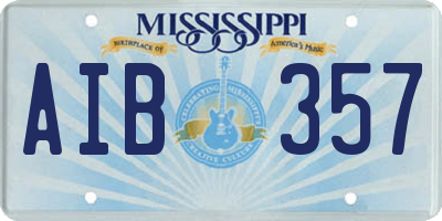 MS license plate AIB357