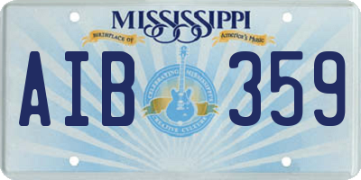 MS license plate AIB359