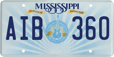 MS license plate AIB360