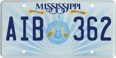 MS license plate AIB362