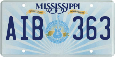 MS license plate AIB363