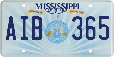 MS license plate AIB365