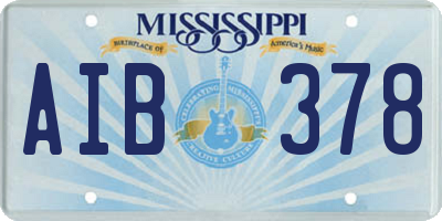 MS license plate AIB378