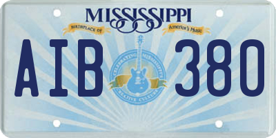 MS license plate AIB380